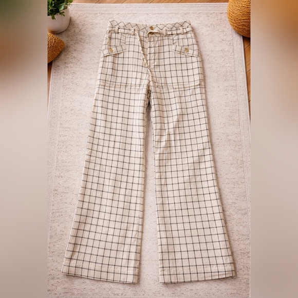 Anthropologie Plaid Linen Blend Cropped Pants Size US 4 - Picture 2 of 7